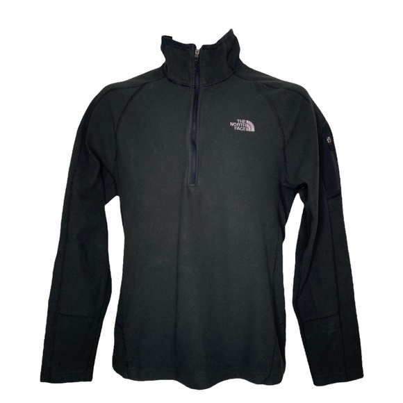 The North Face Mens Top Medium Black Fleece Flash Dry Quarter Zip Pullover Top - Picture 1 of 16